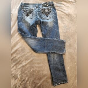 Miss Me Jeans Women 32 skinny Bedazzled Embellished Denim Blue